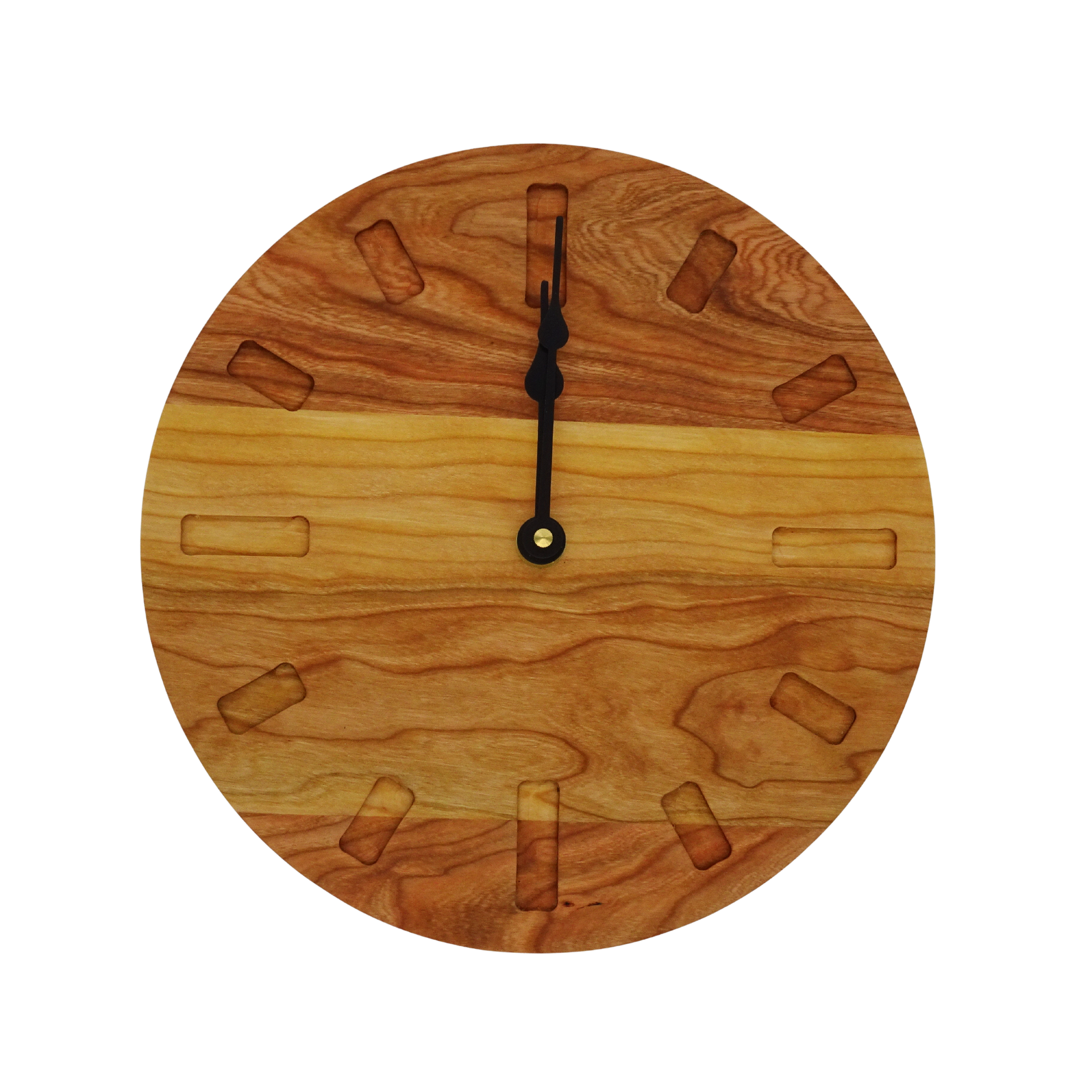 wood clock with rectangle markers