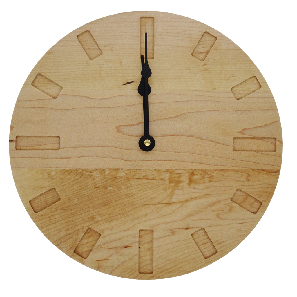 wood clock with rectangle markers